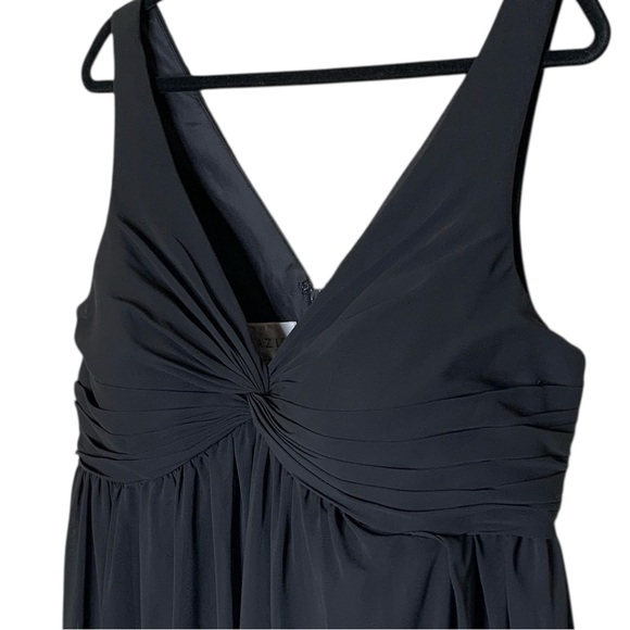AZAZIE Gathered Chiffon A-Line Long Gown Size A16 Black Wedding Formal Party - Picture 7 of 13